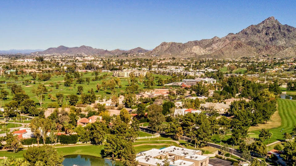 Aerial view of Arizona Biltmore Estates including golf courses